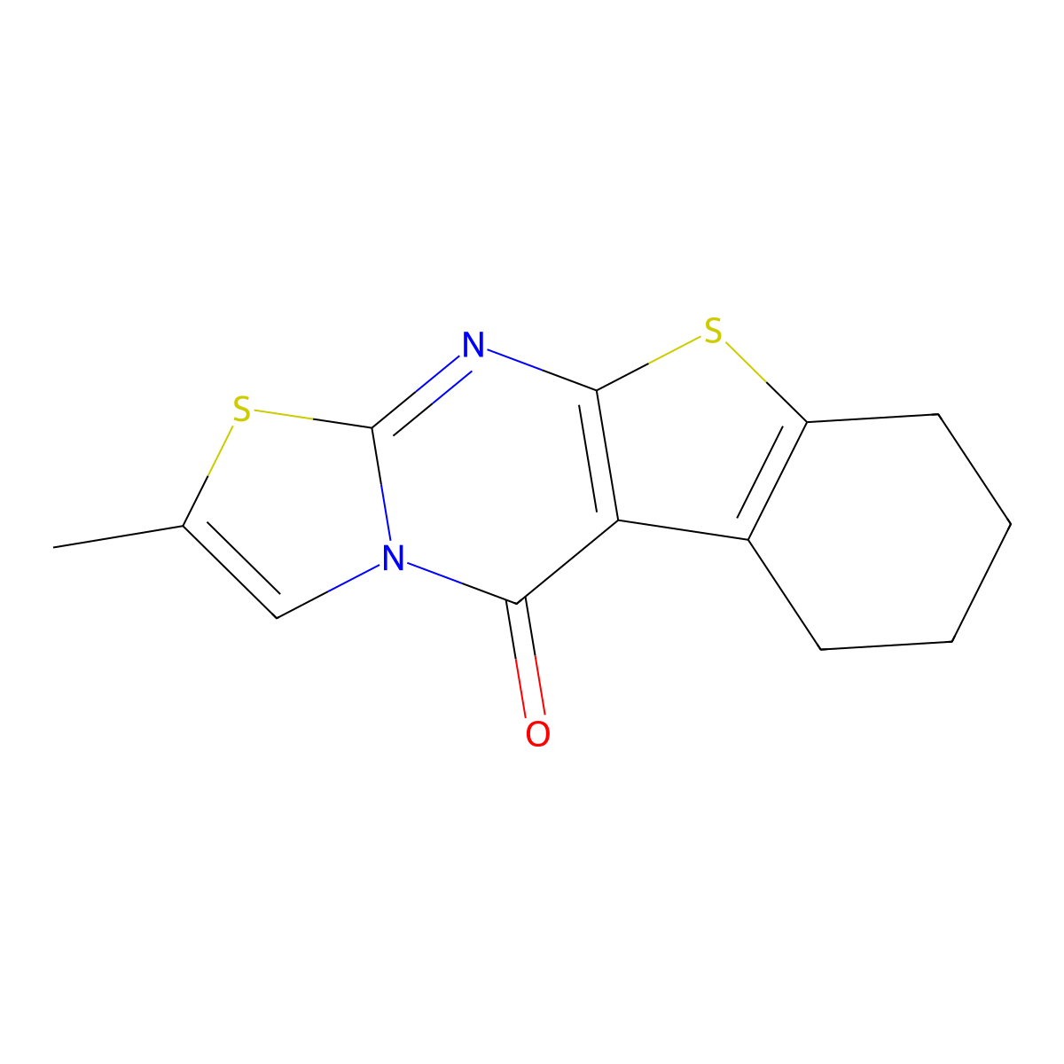 2-methyl-6,7,8,9-tetrahydro-5H-benzo[4,5]thieno[2,3-d]thiazolo[3,2-a]pyrimidin-5-one molecular structure, CAS 52881-35-3