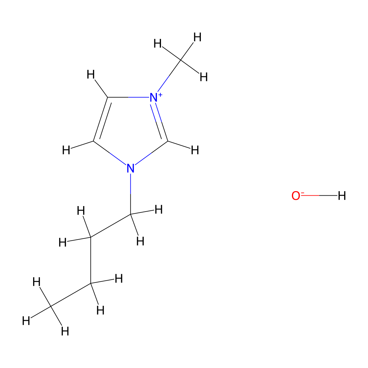 1-Butyl-3-methylimidazolium hydroxide molecular structure, CAS 528818-81-7