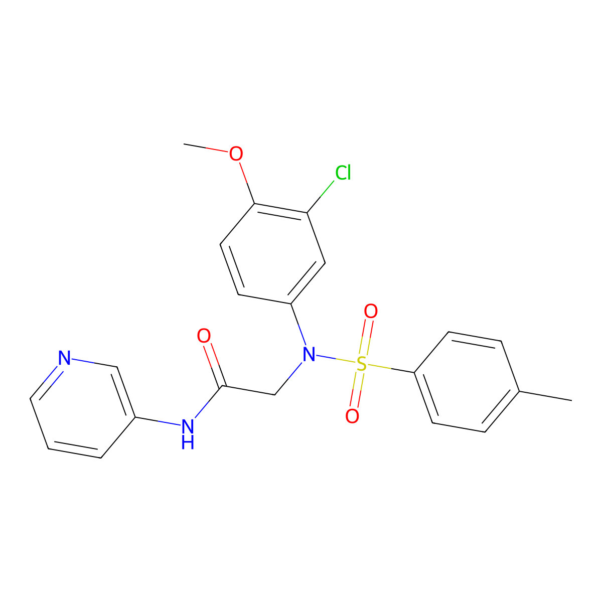 2-[(3-Chloro-4-methoxy-phenyl)-(toluene-4-sulfonyl)-amino]-N-pyridin-3-yl-acetamide molecular structure, CAS 528834-51-7