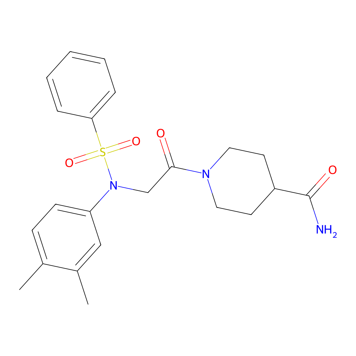 1-[2-[N-(benzenesulfonyl)-3,4-dimethylanilino]acetyl]piperidine-4-carboxamide molecular structure, CAS 528842-66-2
