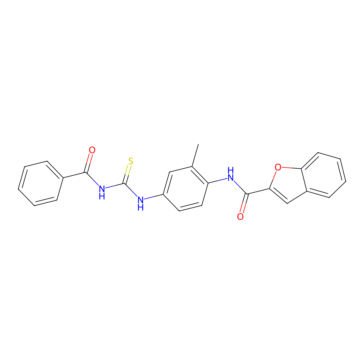 N-[4-(benzoylcarbamothioylamino)-2-methylphenyl]-1-benzofuran-2-carboxamide molecular structure, CAS 528843-37-0