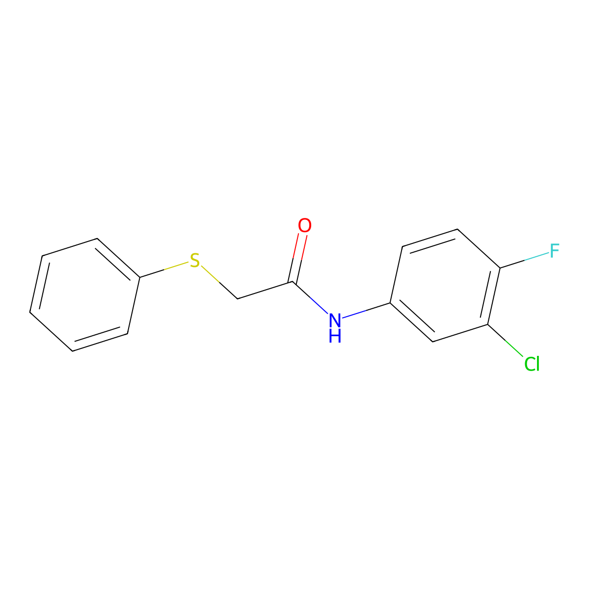 N-(3-chloro-4-fluorophenyl)-2-(phenylsulfanyl)acetamide molecular structure, CAS 528845-16-1