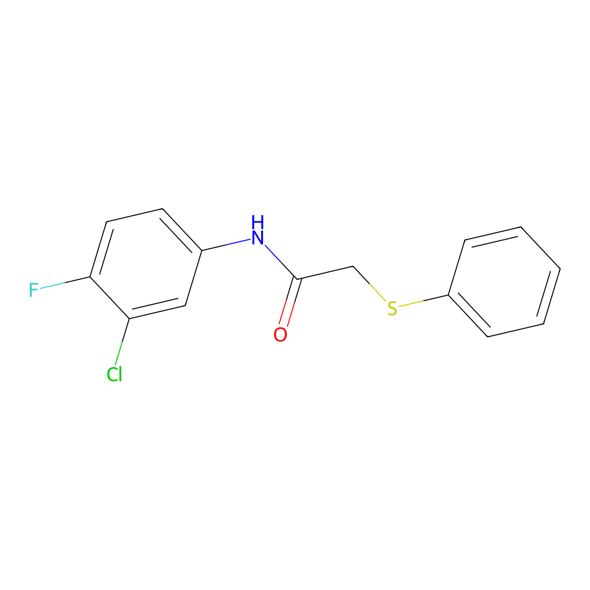N-(3-chloro-4-fluorophenyl)-2-(phenylsulfanyl)acetamide molecular structure, CAS 528845-16-1