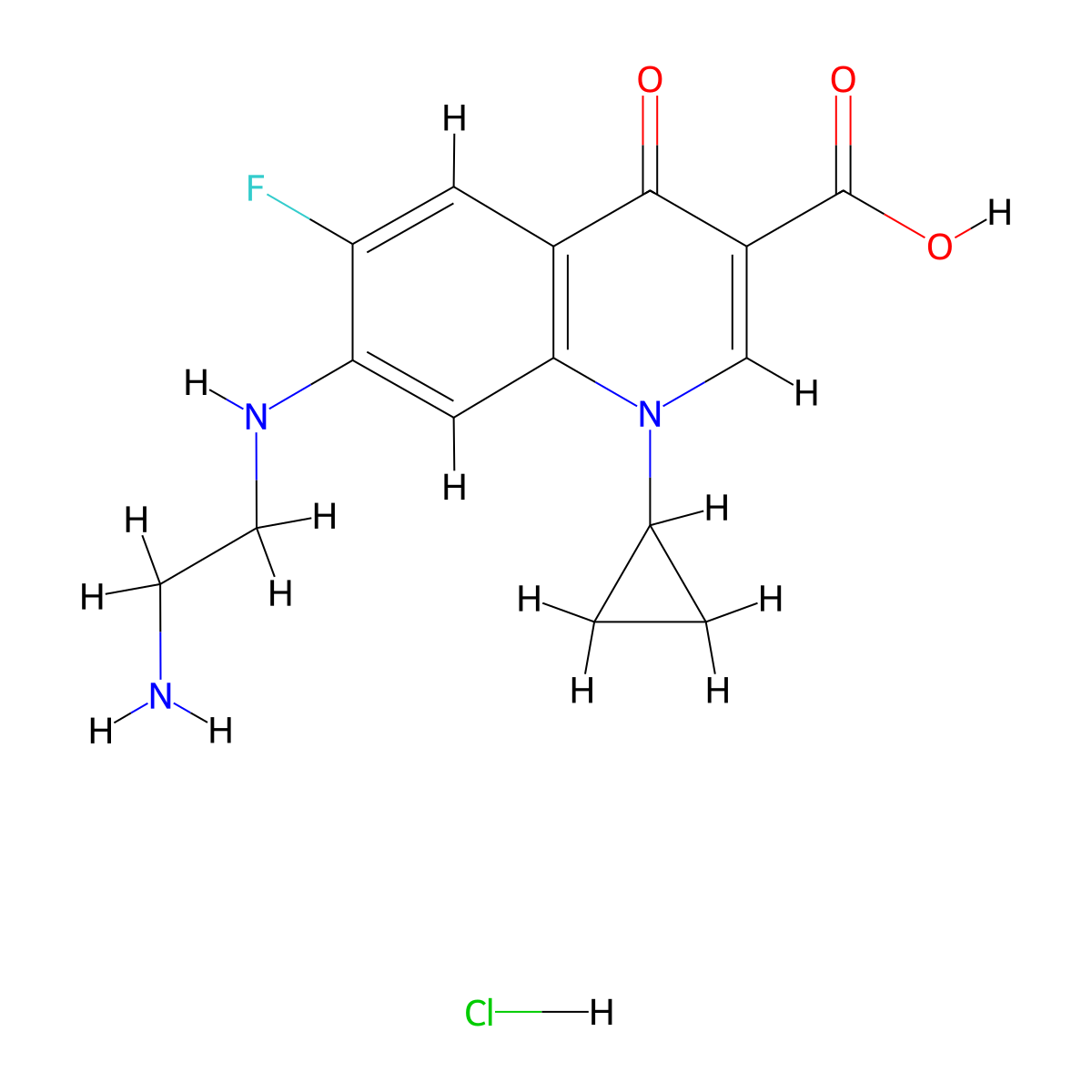 Desethyleneciprofloxacin monohydrochloride molecular structure, CAS 528851-31-2