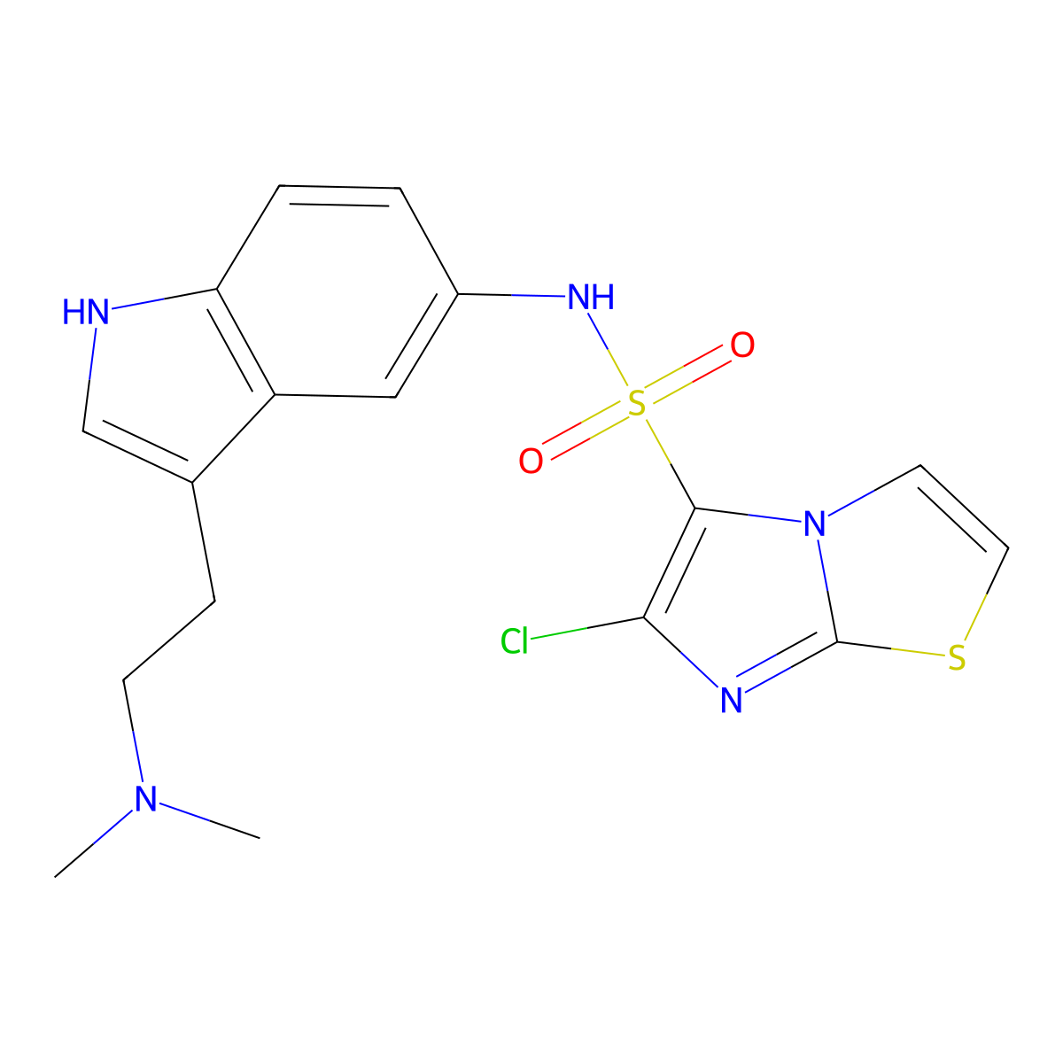 6-Chloro-N-(3-(2-(dimethylamino)ethyl)-1H-indol-5-yl)imidazo(2,1-b)thiazole-5-sulfonamide molecular structure, CAS 528859-04-3