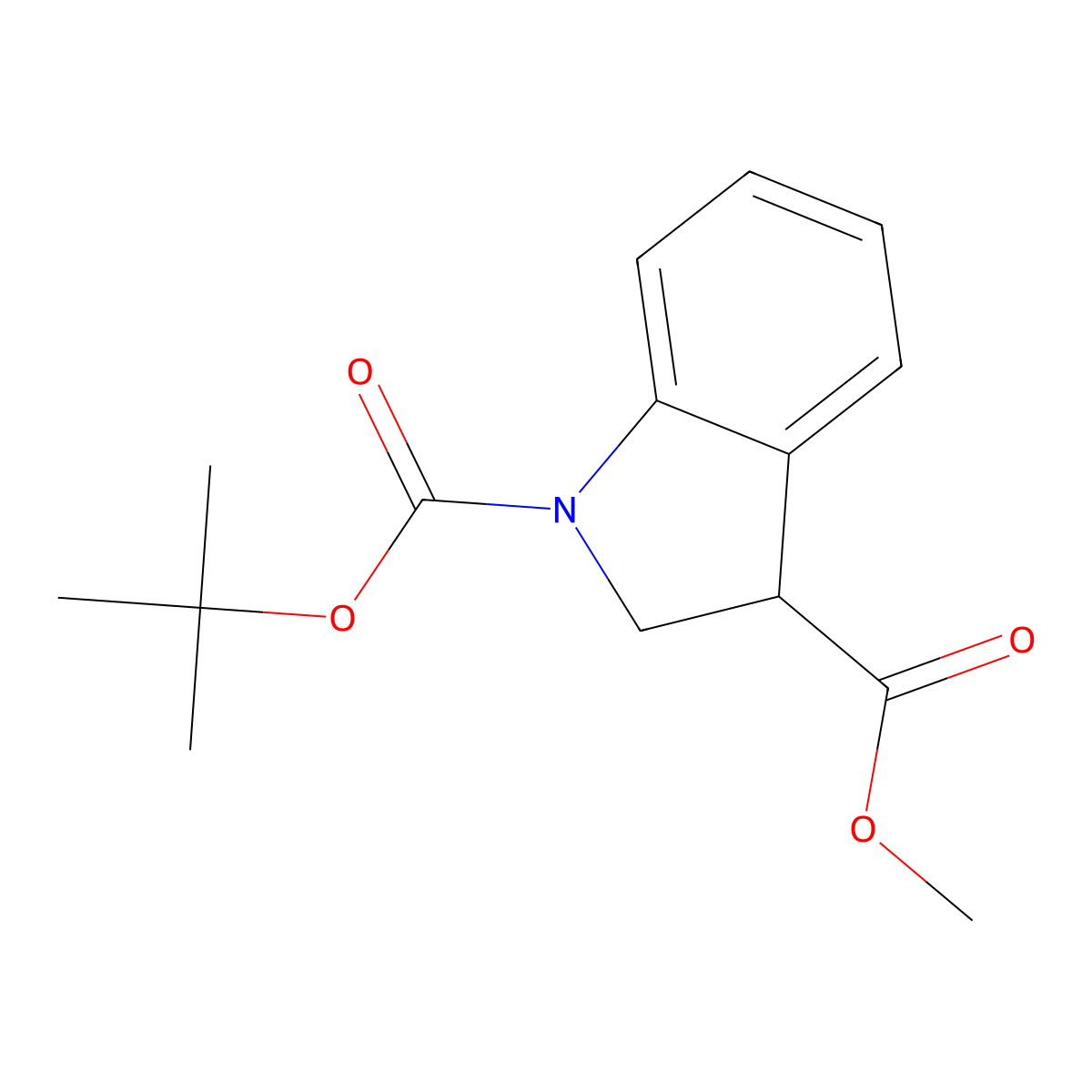 1-tert-butyl 3-methyl 2,3-dihydro-1H-indole-1,3-dicarboxylate molecular structure, CAS 528862-00-2