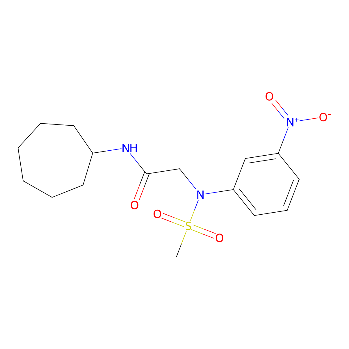 N-cycloheptyl-2-(N-methylsulfonyl-3-nitroanilino)acetamide molecular structure, CAS 528862-27-3