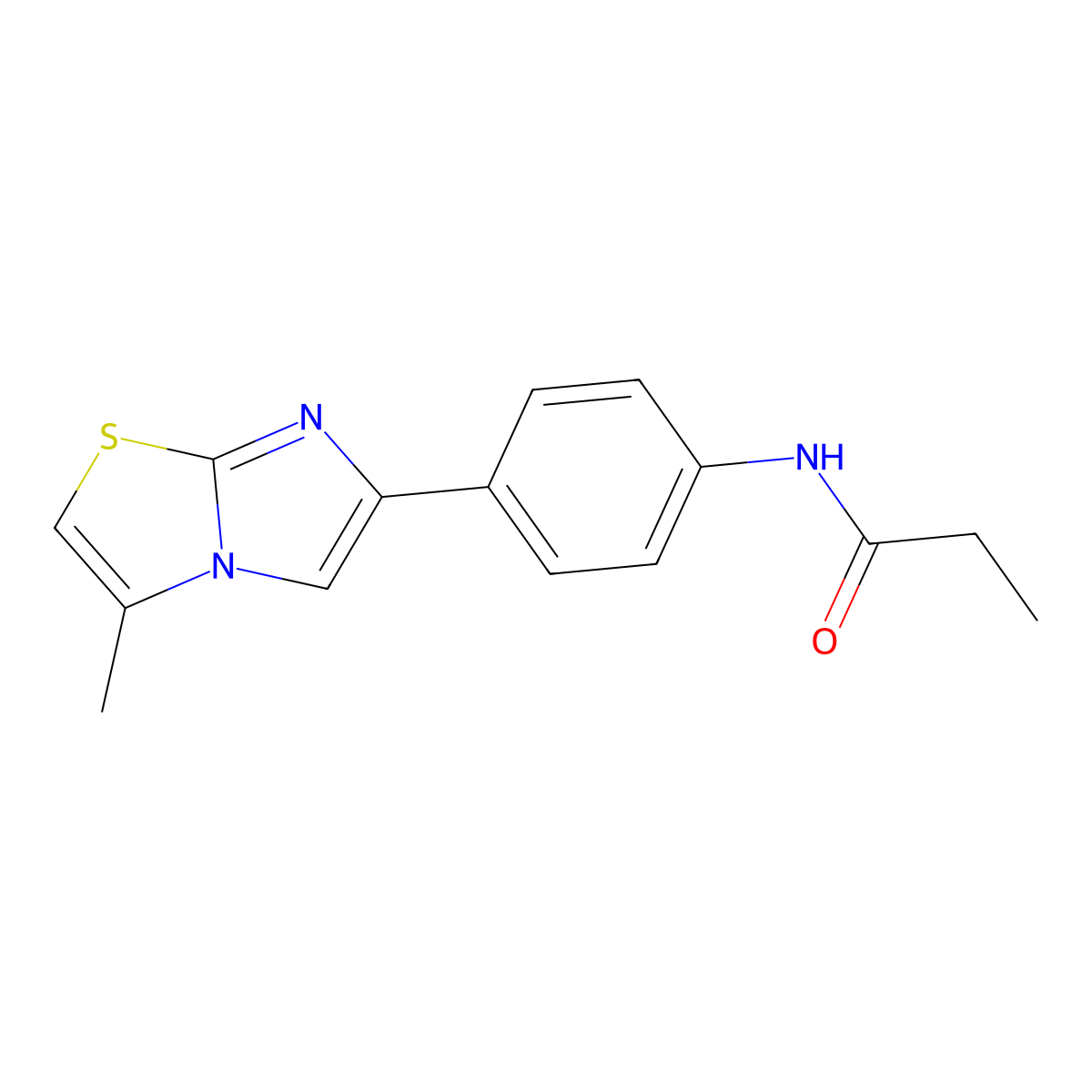 N-(4-(3-methylimidazo[2,1-b]thiazol-6-yl)phenyl)propionamide molecular structure, CAS 528862-99-9