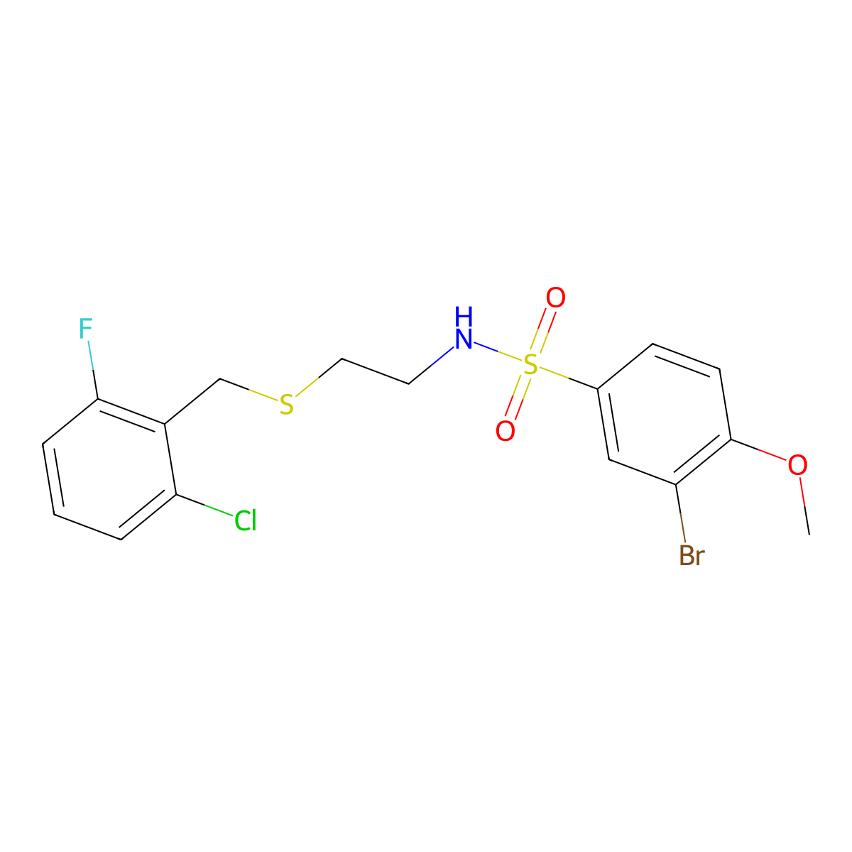3-bromo-N-{2-[(2-chloro-6-fluorobenzyl)sulfanyl]ethyl}-4-methoxybenzenesulfonamide molecular structure, CAS 528863-06-1