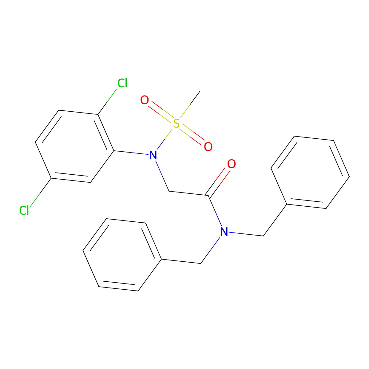 N,N-dibenzyl-2-(2,5-dichloro-N-methylsulfonylanilino)acetamide molecular structure, CAS 528863-24-3