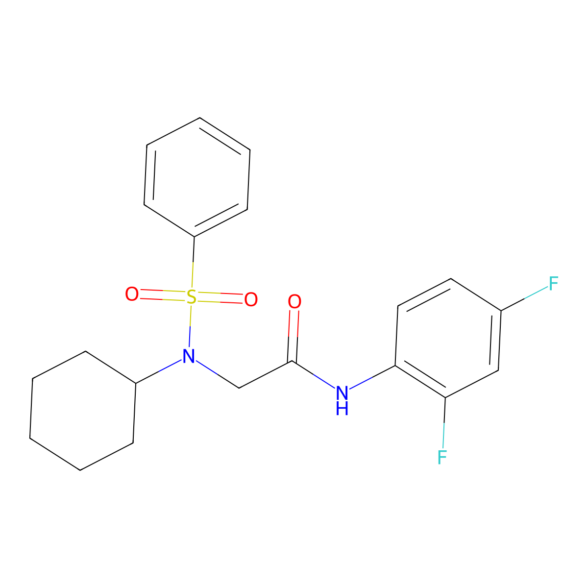 2-[benzenesulfonyl(cyclohexyl)amino]-N-(2,4-difluorophenyl)acetamide molecular structure, CAS 528865-44-3