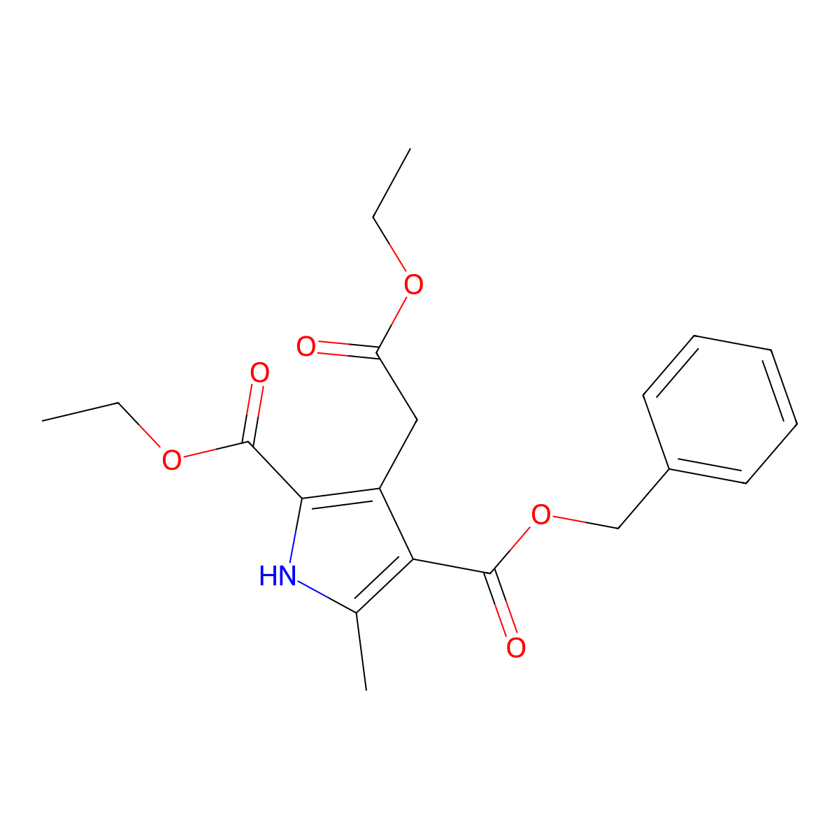 4-benzyl 2-ethyl 3-(2-ethoxy-2-oxoethyl)-5-methyl-1H-pyrrole-2,4-dicarboxylate molecular structure, CAS 52887-35-1