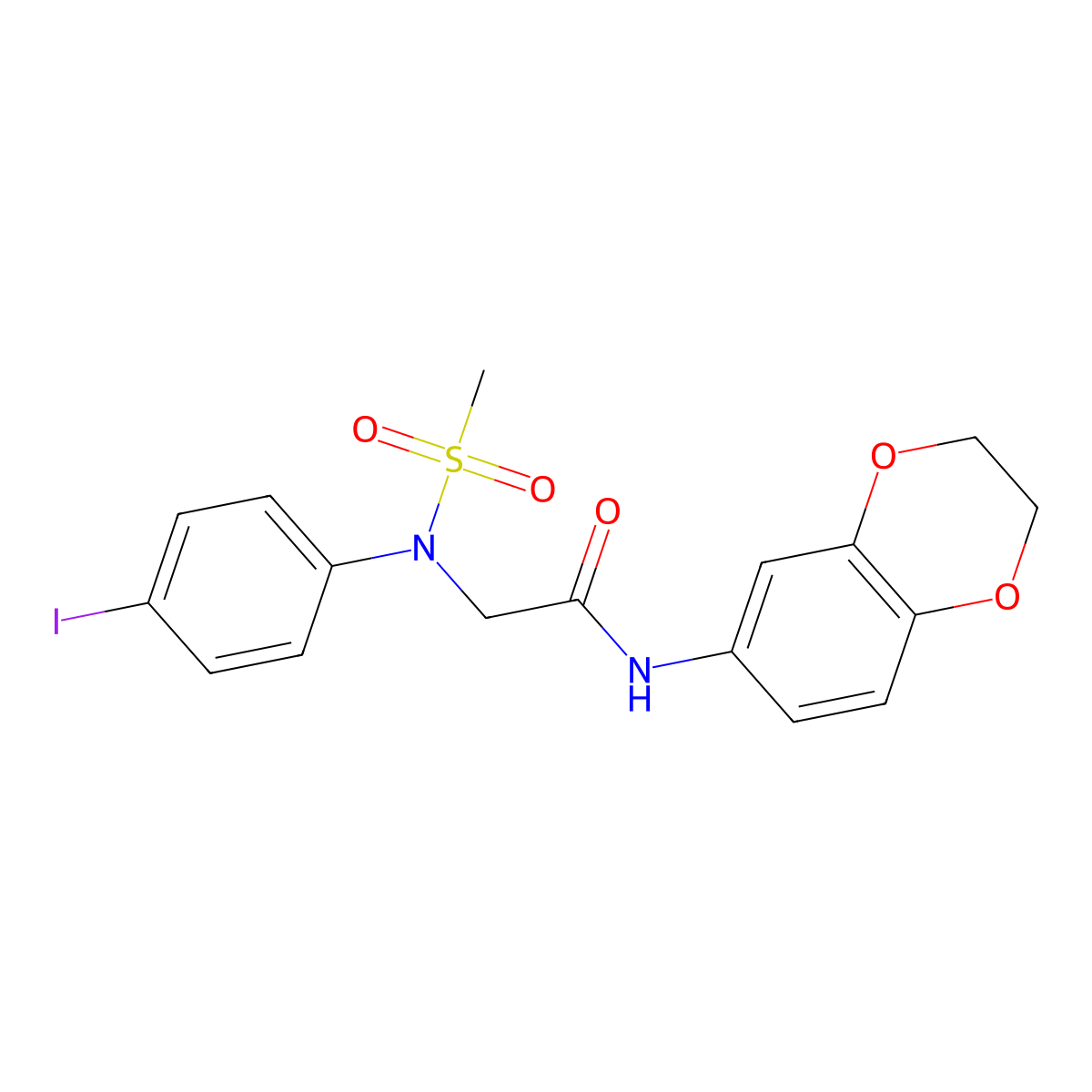 N-(2,3-dihydro-1,4-benzodioxin-6-yl)-2-(4-iodo-N-methylsulfonylanilino)acetamide molecular structure, CAS 528873-13-4