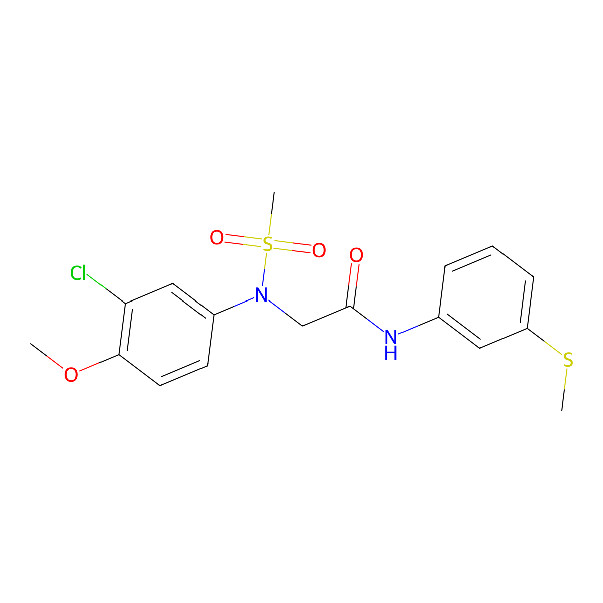2-(3-chloro-4-methoxy-N-methylsulfonylanilino)-N-(3-methylsulfanylphenyl)acetamide molecular structure, CAS 528873-28-1