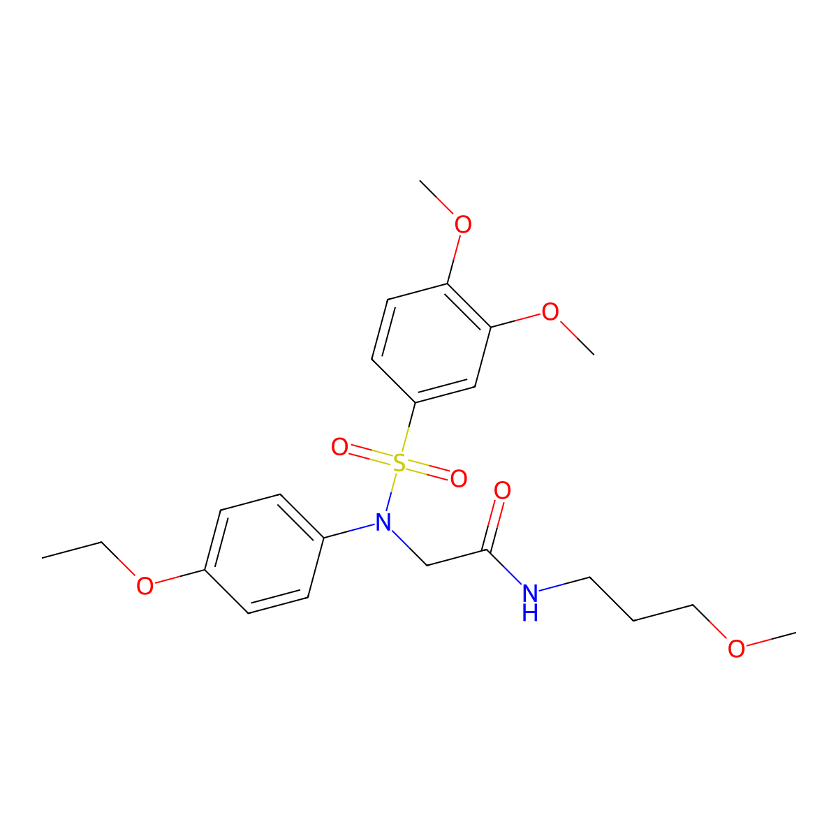 2-(N-(3,4-dimethoxyphenyl)sulfonyl-4-ethoxyanilino)-N-(3-methoxypropyl)acetamide molecular structure, CAS 528874-16-0