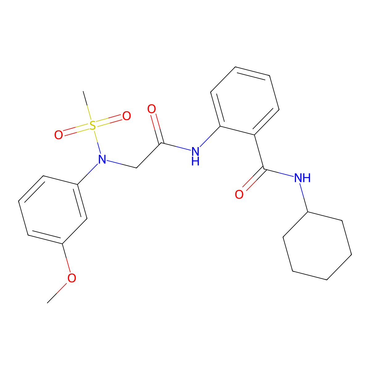 N-cyclohexyl-2-[[2-(3-methoxy-N-methylsulfonylanilino)acetyl]amino]benzamide molecular structure, CAS 528875-32-3