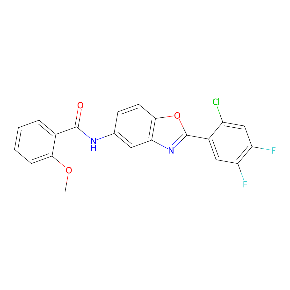 N-[2-(2-chloro-4,5-difluorophenyl)-1,3-benzoxazol-5-yl]-2-methoxybenzamide molecular structure, CAS 528875-91-4