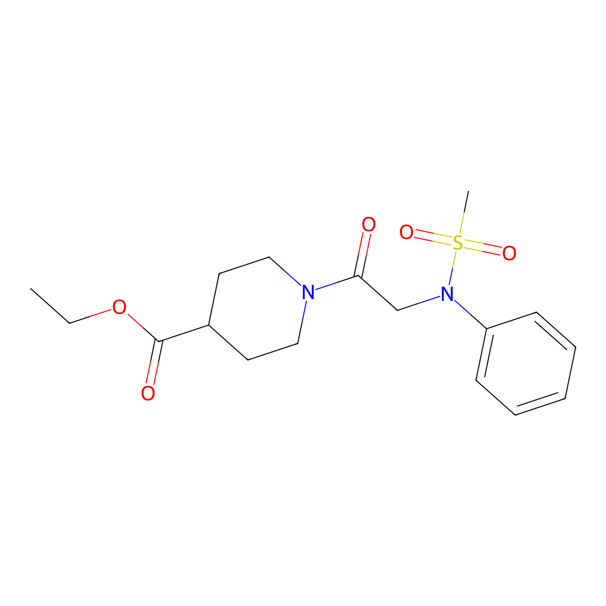 ethyl 1-[N-(methylsulfonyl)-N-phenylglycyl]piperidine-4-carboxylate molecular structure, CAS 528875-92-5