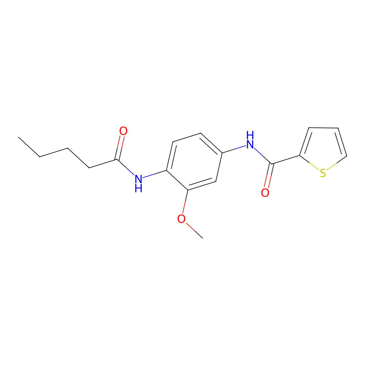 N-[3-methoxy-4-(pentanoylamino)phenyl]thiophene-2-carboxamide molecular structure, CAS 528876-25-7