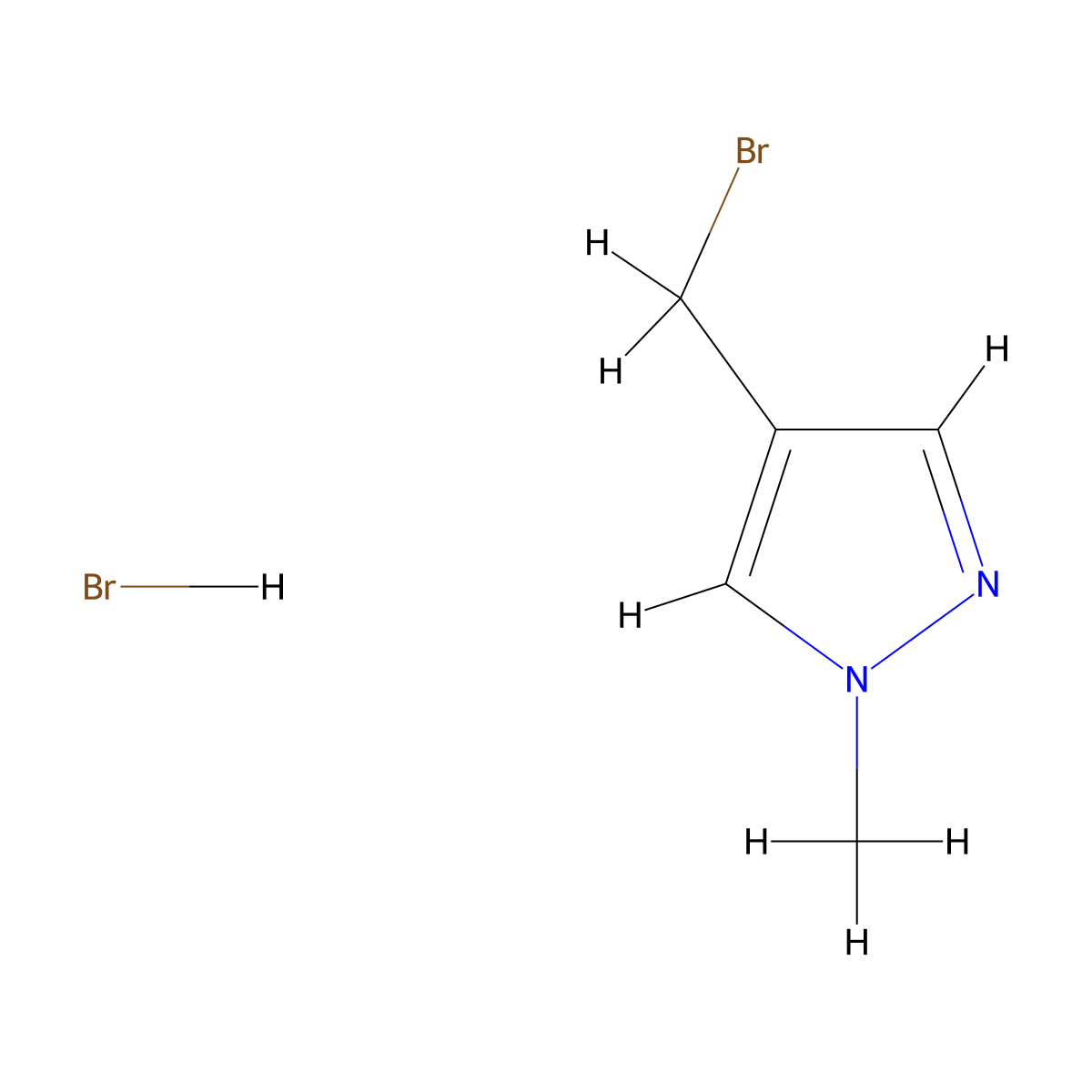 4-(bromomethyl)-1-methyl-1H-pyrazole hydrobromide molecular structure, CAS 528878-44-6
