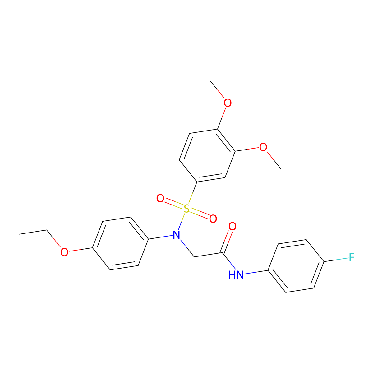 2-(N-(3,4-dimethoxyphenyl)sulfonyl-4-ethoxyanilino)-N-(4-fluorophenyl)acetamide molecular structure, CAS 528886-74-0