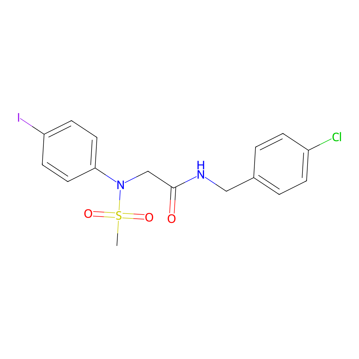 N-[(4-chlorophenyl)methyl]-2-(4-iodo-N-methylsulfonylanilino)acetamide molecular structure, CAS 528887-69-6