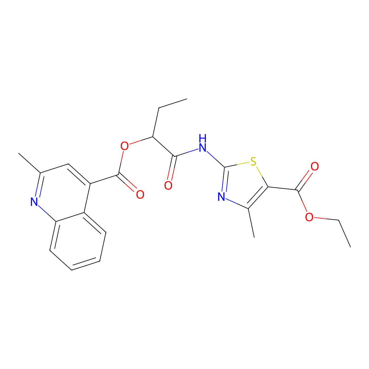1-{[5-(Ethoxycarbonyl)-4-methyl-1,3-thiazol-2-yl]amino}-1-oxobutan-2-yl 2-methylquinoline-4-carboxylate molecular structure, CAS 528888-95-1
