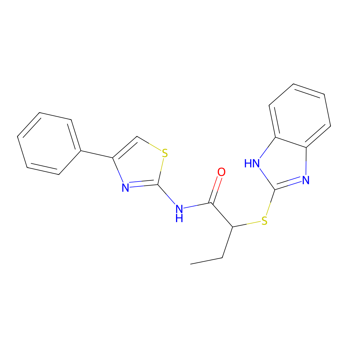 2-(1H-benzimidazol-2-ylsulfanyl)-N-(4-phenyl-1,3-thiazol-2-yl)butanamide molecular structure, CAS 528889-29-4