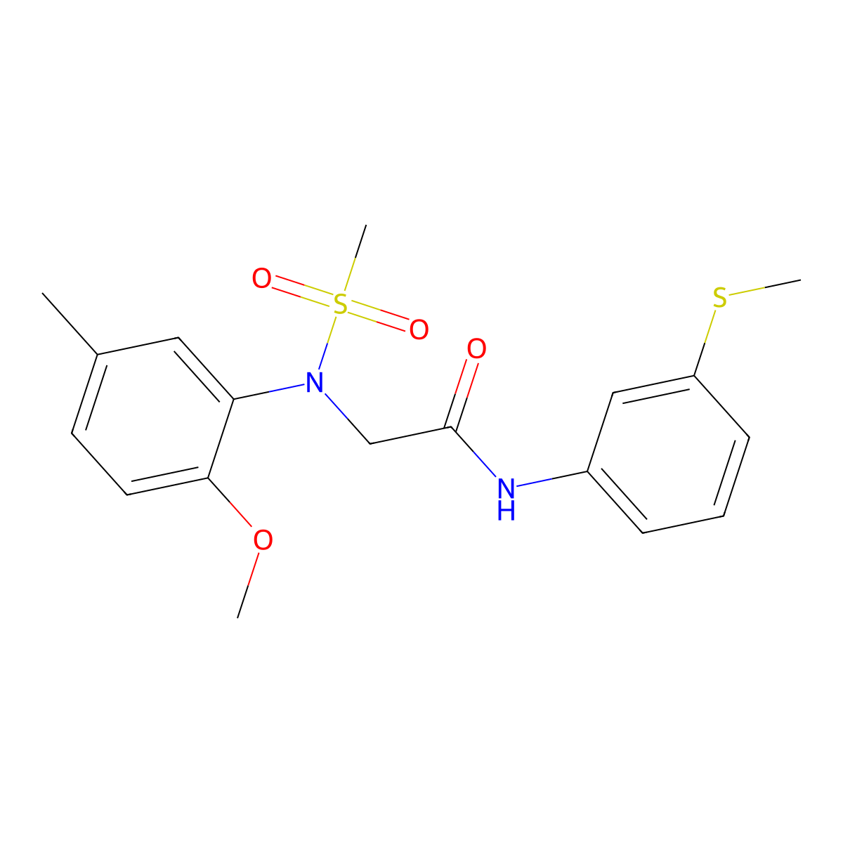 2-(2-methoxy-5-methyl-N-methylsulfonylanilino)-N-(3-methylsulfanylphenyl)acetamide molecular structure, CAS 528891-09-0