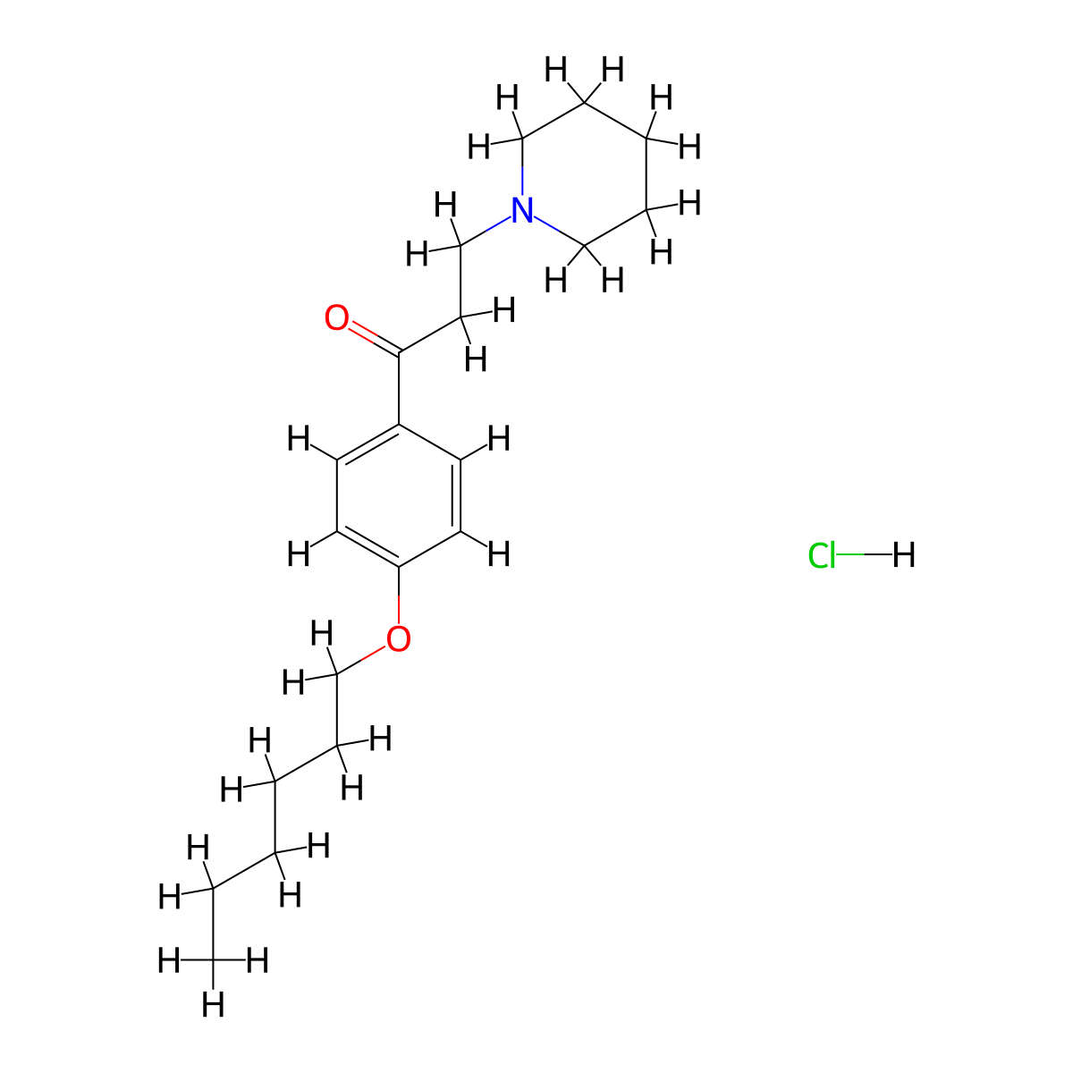 Propiophenone, 4'-hexyloxy-3-piperidino-, hydrochloride molecular structure, CAS 5289-93-0