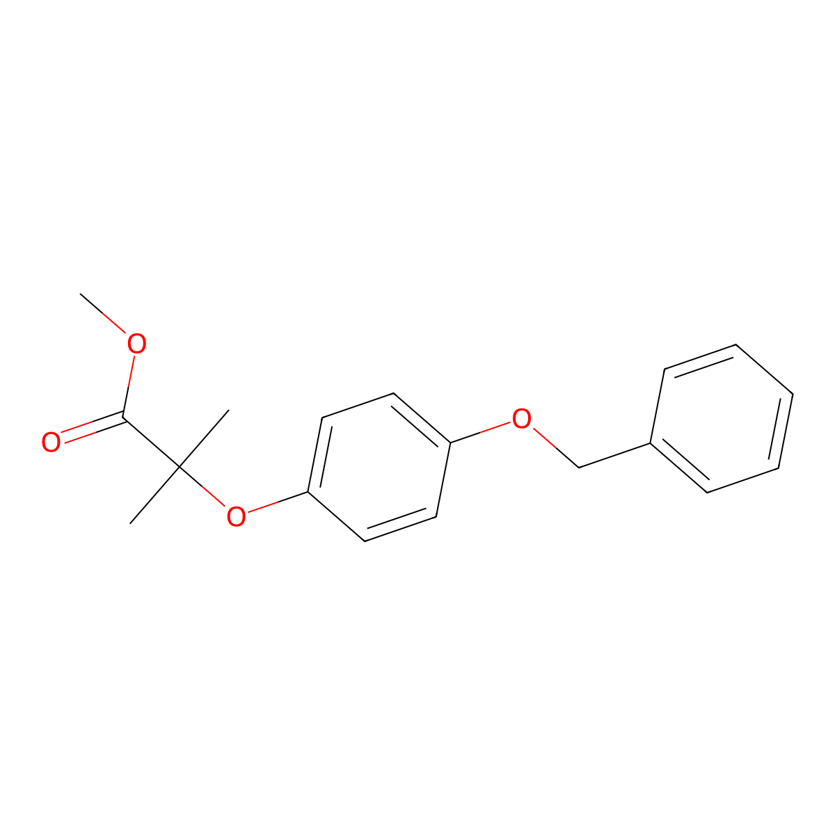 Methyl 2-[4-(benzyloxy)phenoxy]-2-methylpropanoate molecular structure, CAS 52890-88-7