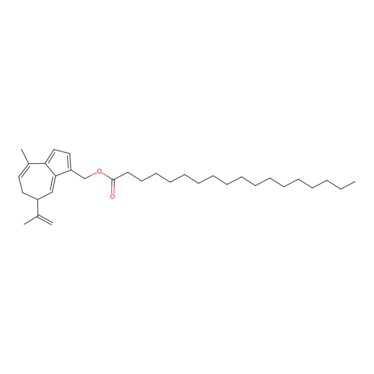 Octadecanoic acid, (6,7-dihydro-4-methyl-7-(1-methylethenyl)-1-azulenyl)methyl ester molecular structure, CAS 52898-98-3