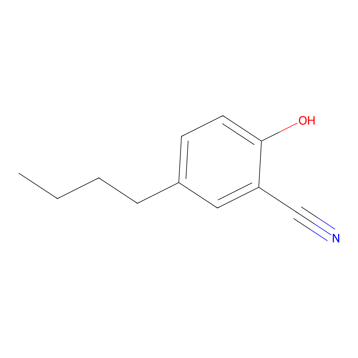 5-Butyl-2-hydroxybenzonitrile molecular structure, CAS 52899-63-5