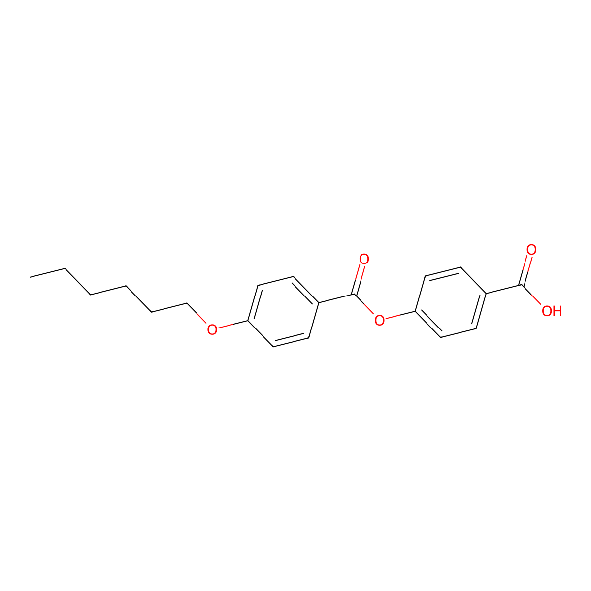 4-Carboxyphenyl 4-(hexyloxy)benzoate molecular structure, CAS 52899-68-0
