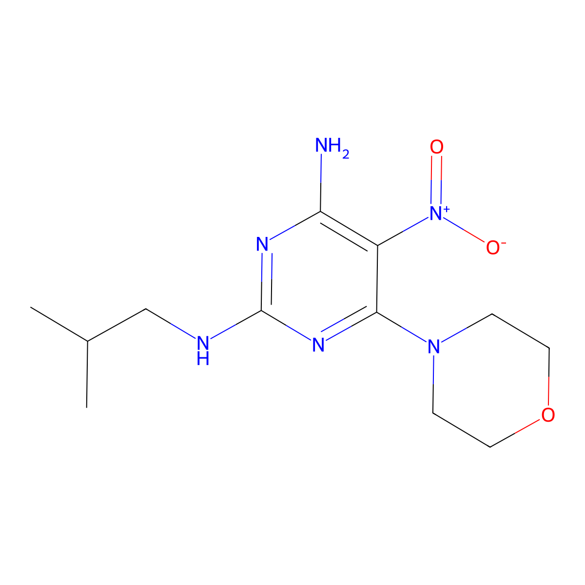 2-N-(2-methylpropyl)-6-morpholin-4-yl-5-nitropyrimidine-2,4-diamine molecular structure, CAS 5290-94-8