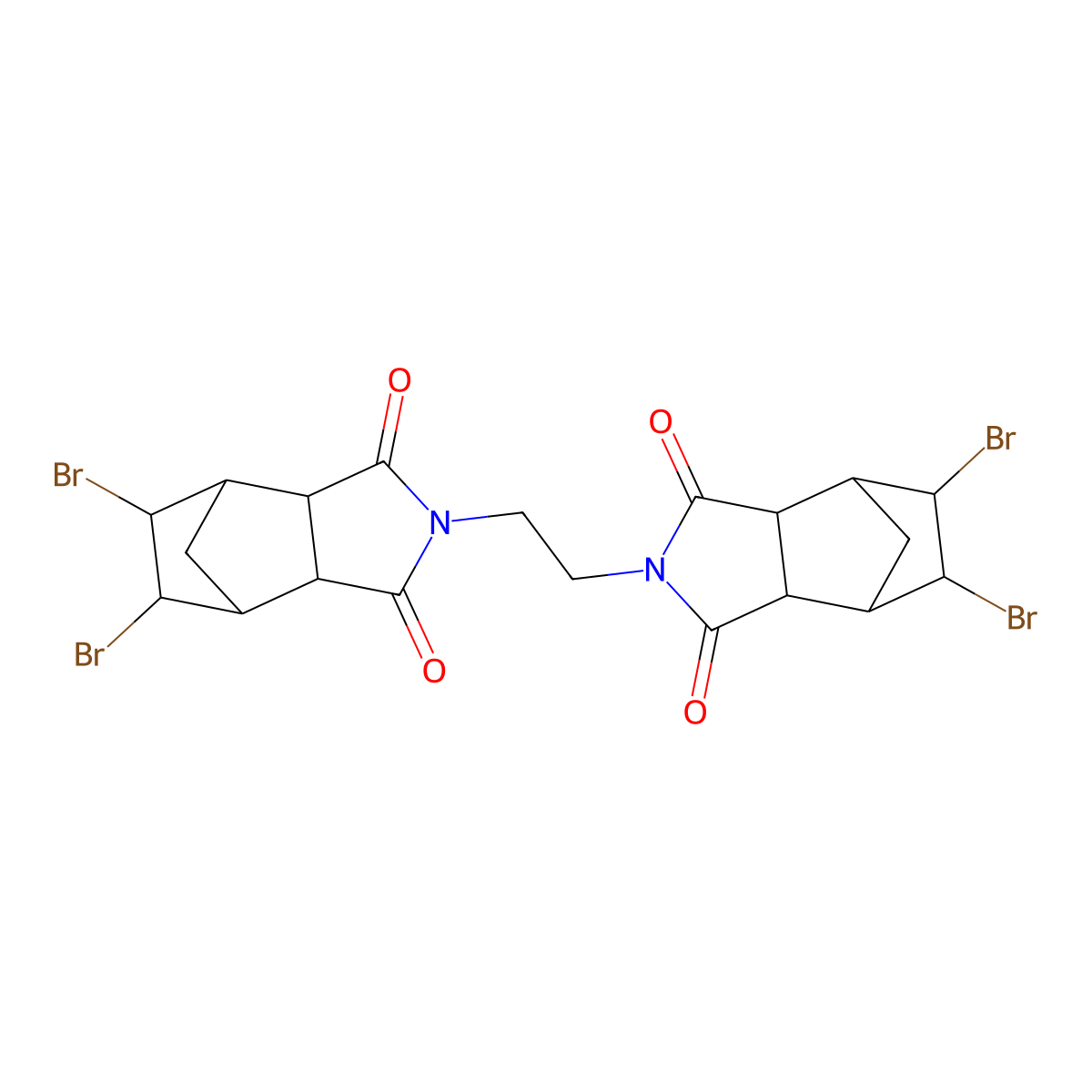 4,7-Methano-1H-isoindole-1,3(2H)-dione, 2,2'-(1,2-ethanediyl)bis(5,6-dibromohexahydro- molecular structure, CAS 52907-07-0