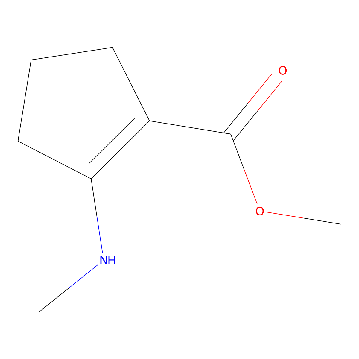 Methyl 2-(methylamino)cyclopent-1-ene-1-carboxylate molecular structure, CAS 52909-71-4