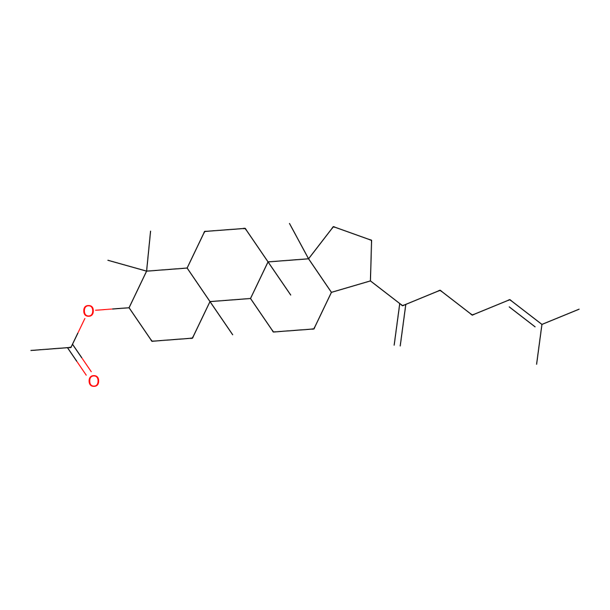 [4,4,8,10,14-pentamethyl-17-(6-methylhepta-1,5-dien-2-yl)-2,3,5,6,7,9,11,12,13,15,16,17-dodecahydro-1H-cyclopenta[a]phenanthren-3-yl] acetate molecular structure, CAS 52914-31-5