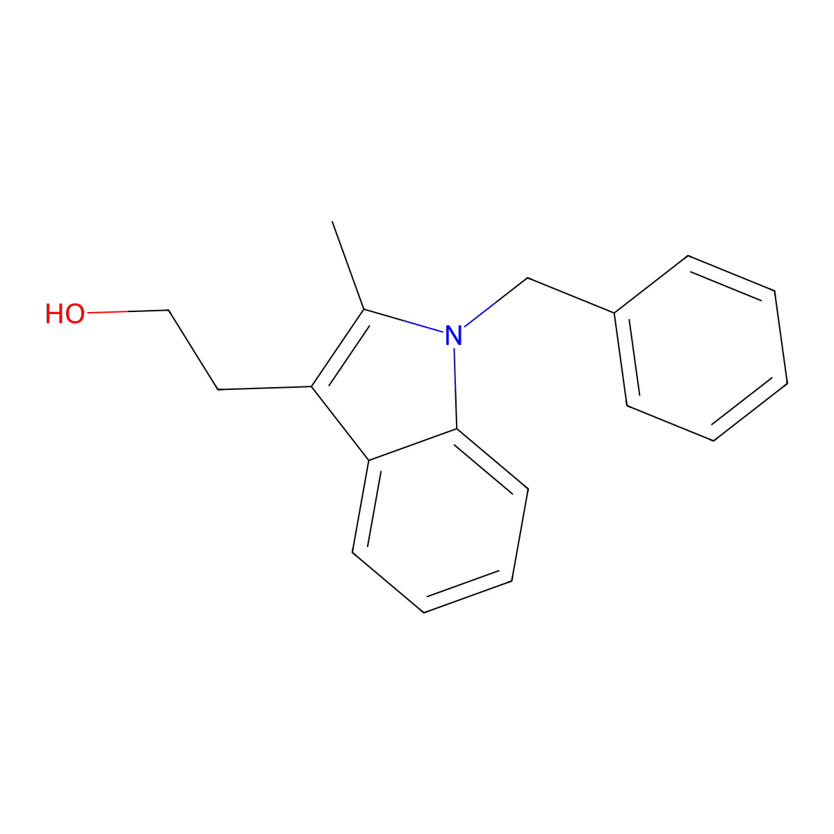 1H-Indole-3-ethanol, 2-methyl-1-(phenylmethyl)- molecular structure, CAS 52915-55-6