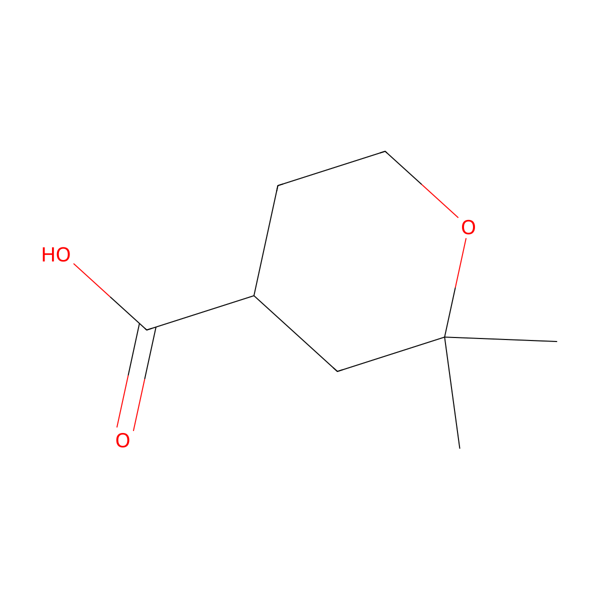 2,2-Dimethyltetrahydro-2H-pyran-4-carboxylic acid molecular structure, CAS 52916-16-2
