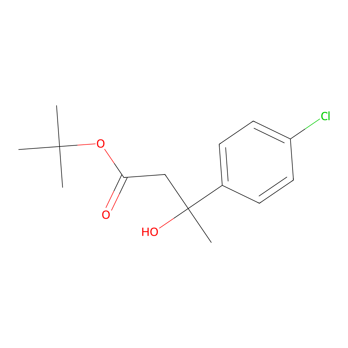 Tert-butyl 3-(4-chlorophenyl)-3-hydroxybutanoate molecular structure, CAS 5292-16-0