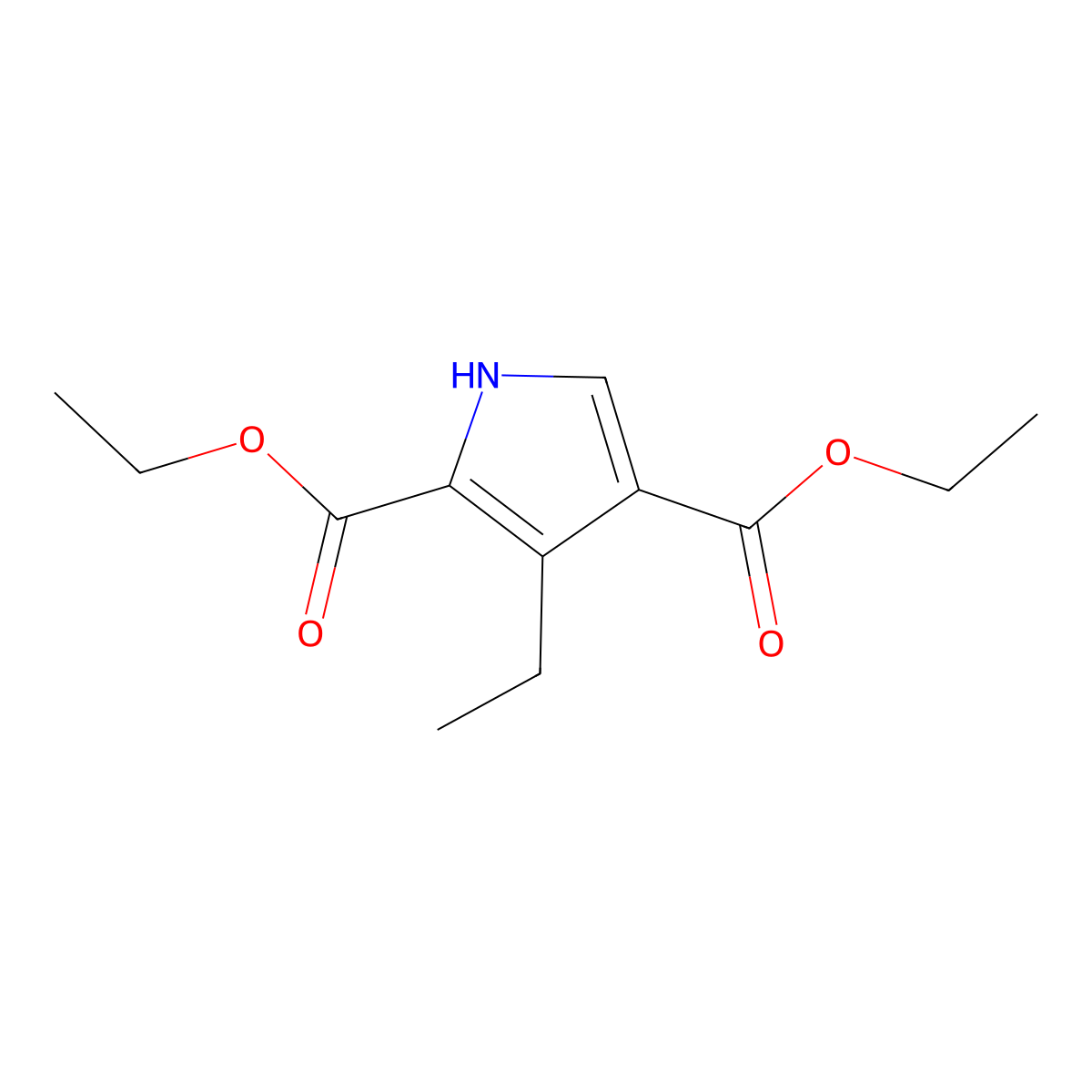 Diethyl 3-ethyl-1H-pyrrole-2,4-dicarboxylate molecular structure, CAS 52921-22-9