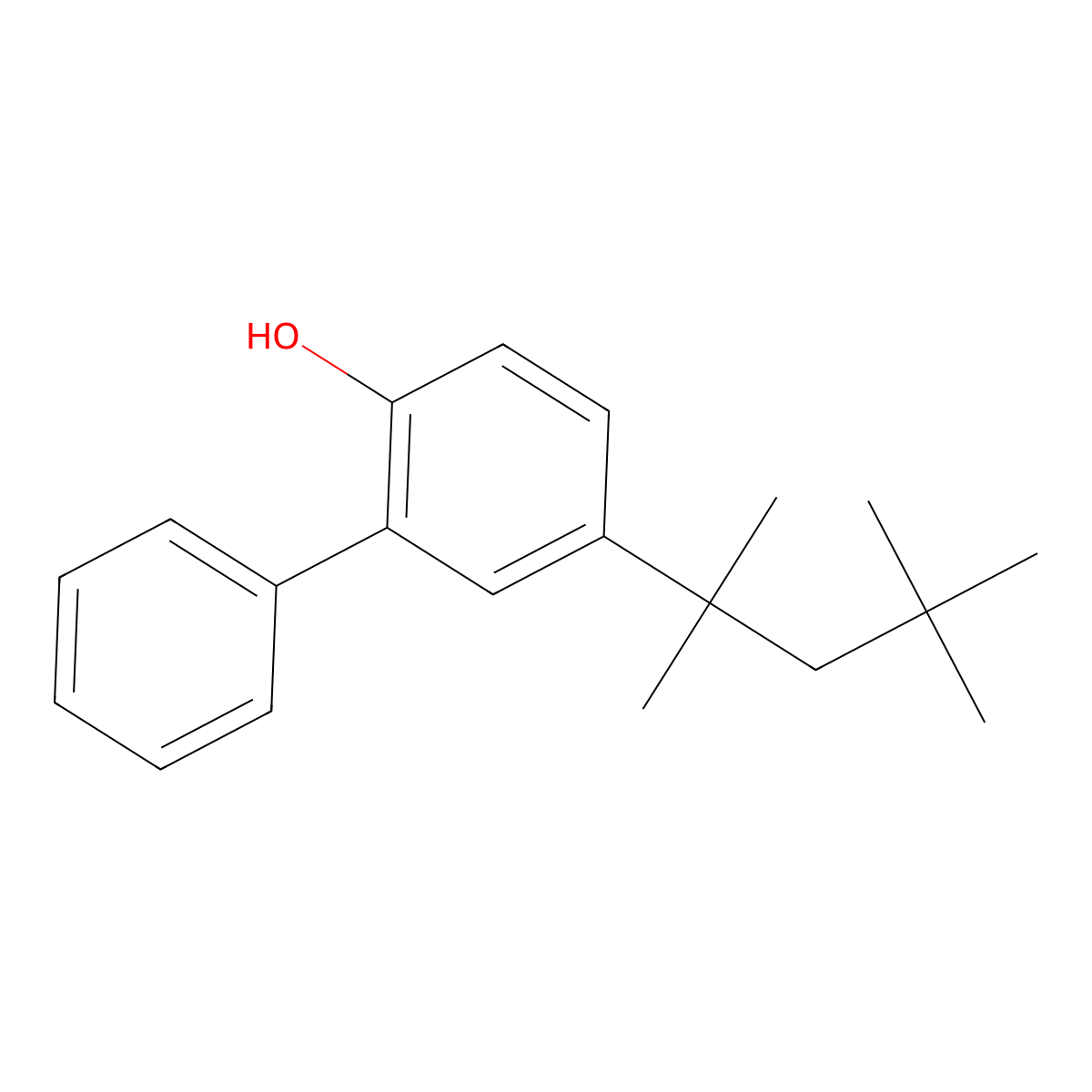 2-Phenyl-4-tert-octylphenol molecular structure, CAS 52938-74-6