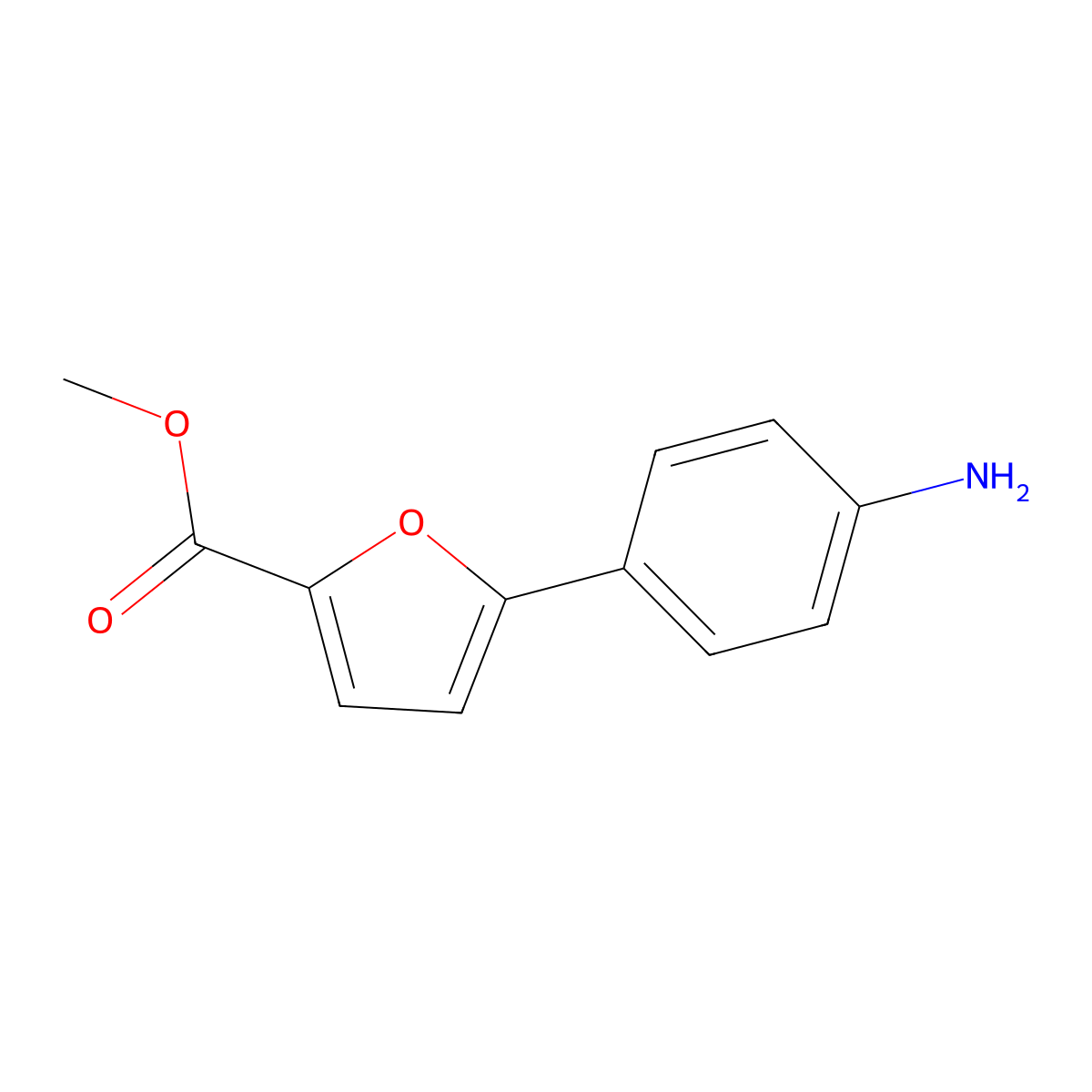 Methyl 5-(4-aminophenyl)furan-2-carboxylate molecular structure, CAS 52939-06-7