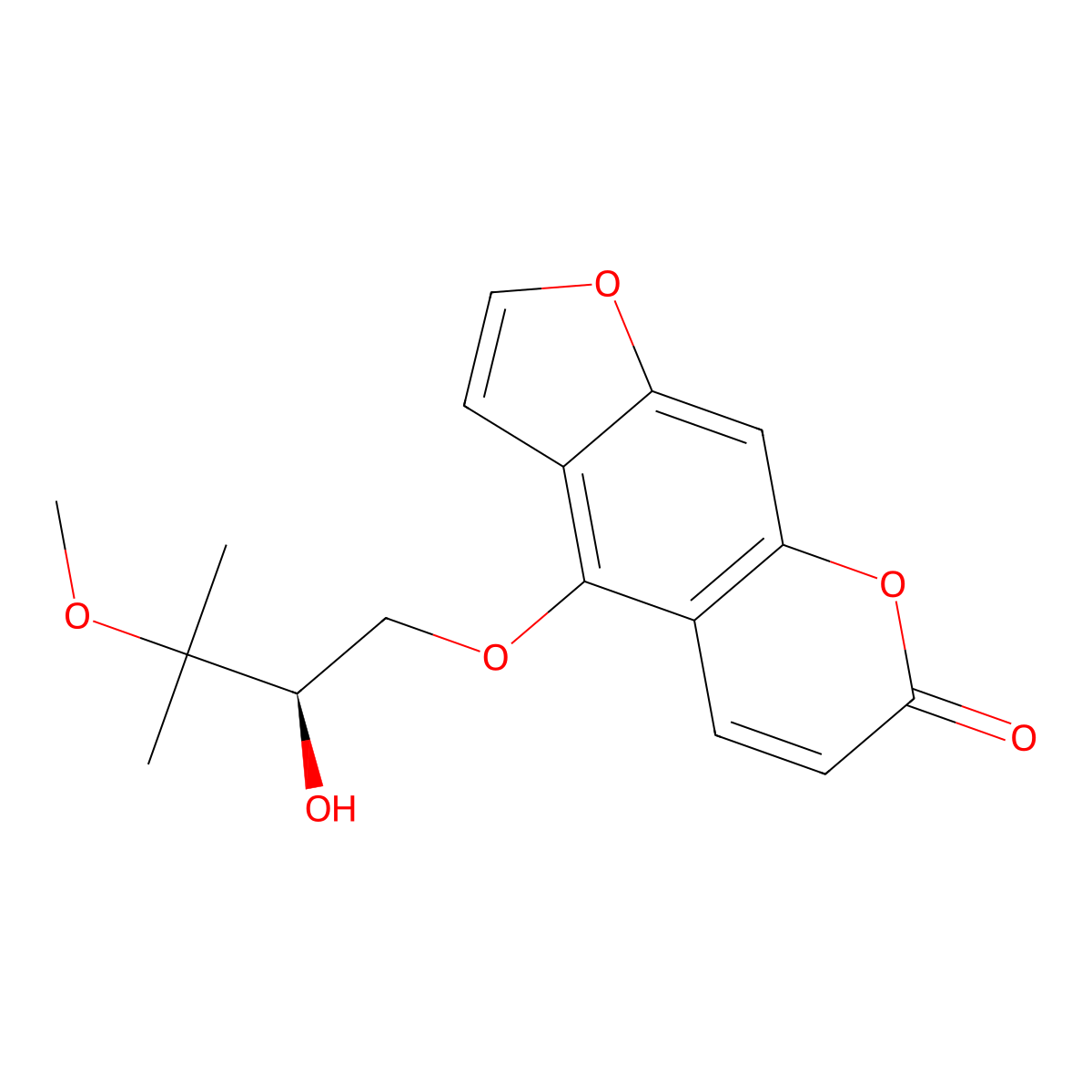 (+)-4-[(R)-2-Hydroxy-3-methoxy-3-methylbutoxy]-7H-furo[3,2-g][1]benzopyran-7-one molecular structure, CAS 52939-12-5