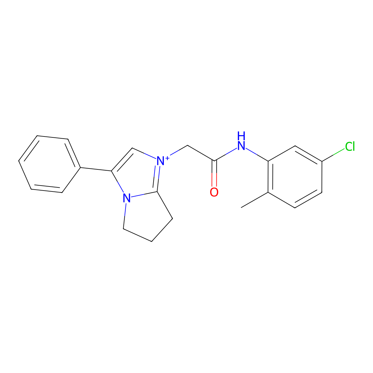 1-{2-[(5-chloro-2-methylphenyl)amino]-2-oxoethyl}-3-phenyl-6,7-dihydro-5H-pyrrolo[1,2-a]imidazol-1-ium molecular structure, CAS 5294-96-2