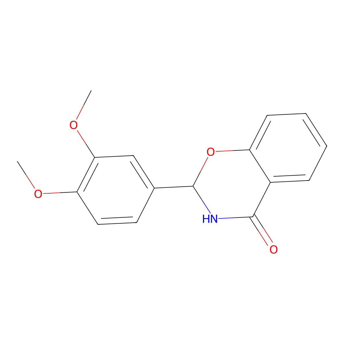 4H-1,3-Benzoxacin-4-one, 2,3-dihydro-2-(3,4-dimethoxyphenyl)- molecular structure, CAS 52942-50-4