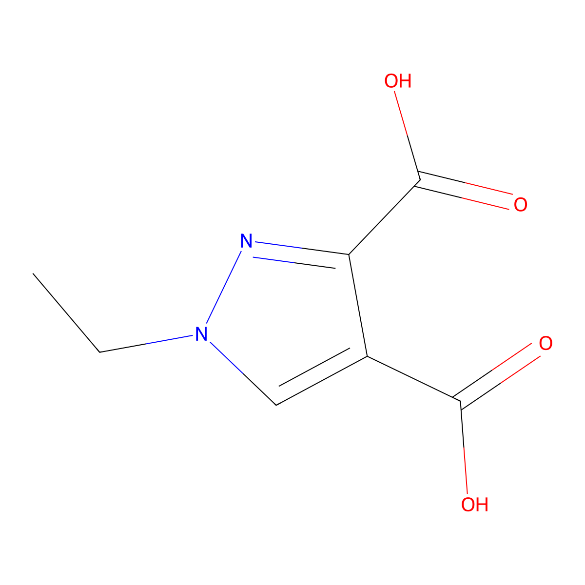 1-Ethyl-1H-pyrazole-3,4-dicarboxylic acid molecular structure, CAS 52942-75-3