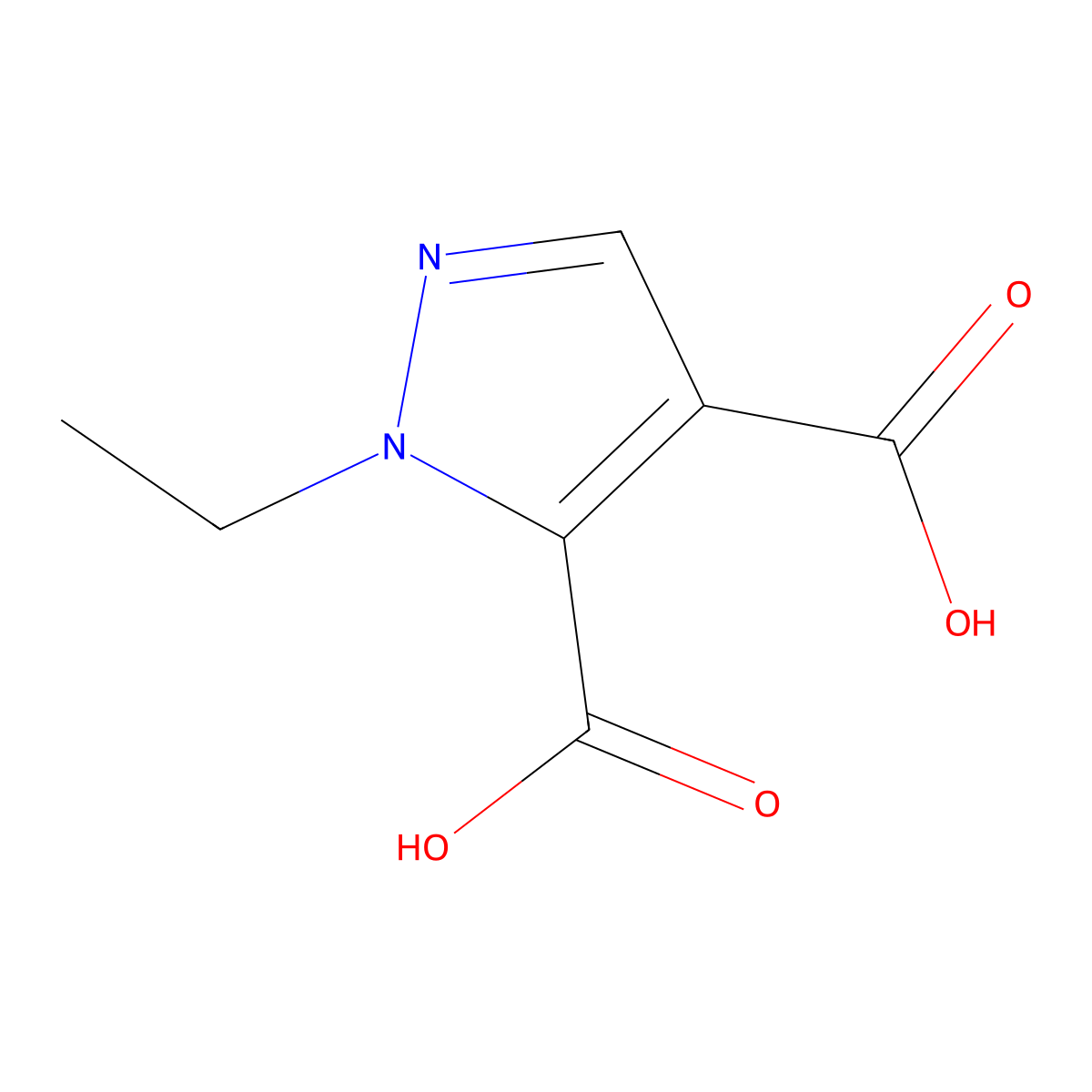 1-Ethyl-1H-pyrazole-4,5-dicarboxylic acid molecular structure, CAS 52942-83-3