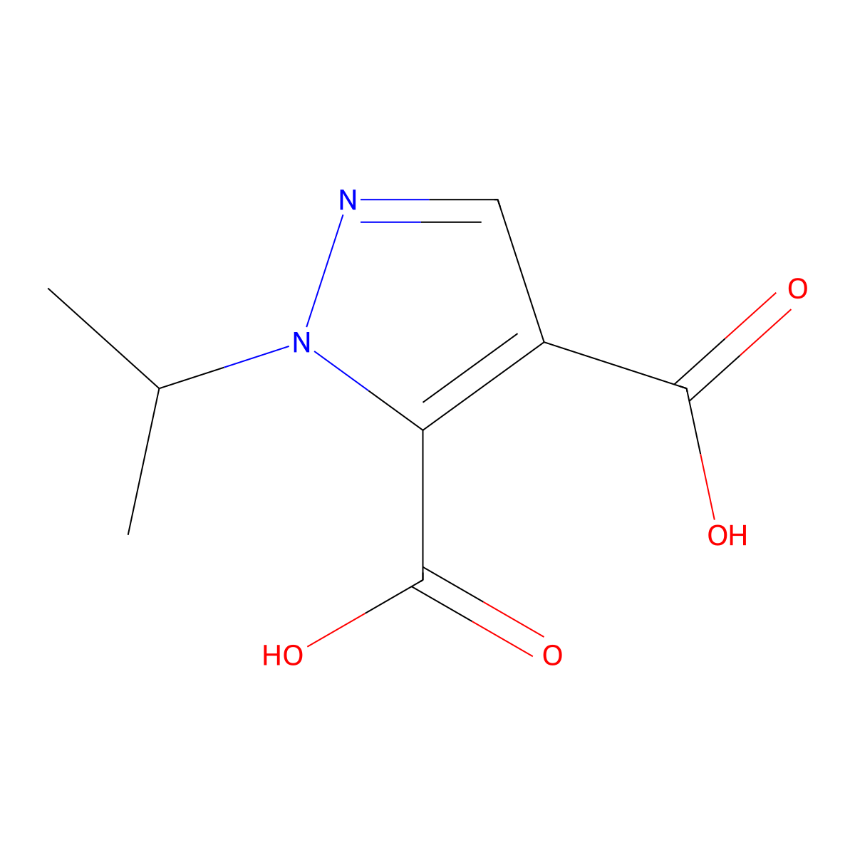 1-Isopropyl-1H-pyrazole-4,5-dicarboxylic acid molecular structure, CAS 52942-85-5